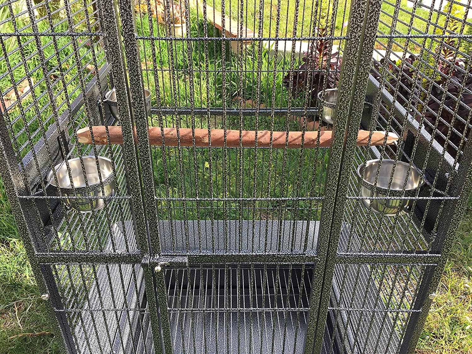 XXX-Large 40" x 30" x 72"H Double Ladders Open Play Top Wrought Iron Bird Parrot Parakeet Finch Macaw Cockatoo Cage, Include Seed Guard and Toy Hook