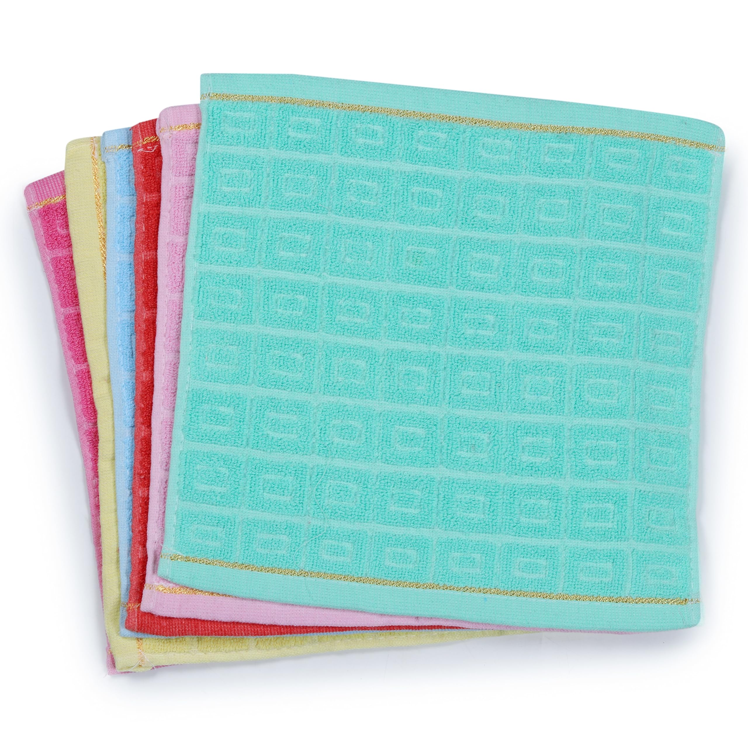 Face Towel Handkerchief for Women & Kids | Pack of 6 | 25 x 25 cm Cotton Face Towels | Soft & Absorbent Handkerchief Set | Reusable Wash Cloth for Daily Use | Multicolor Combo-image-13