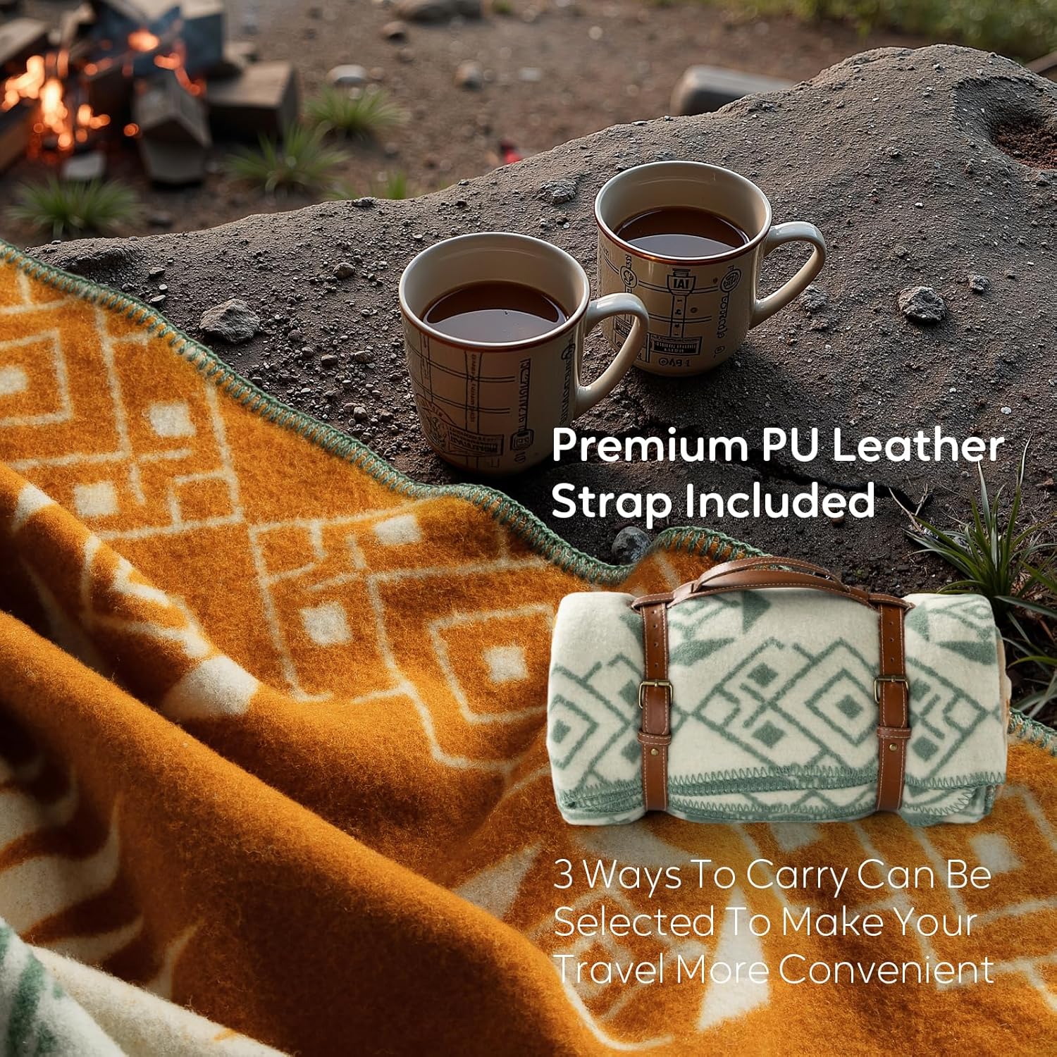 Molithe 100% Wool Blanket, 48" x 62", Warm, Thick, Washable, Military Wool Blanket, Great for Camping, Outdoors, Sporting Events, Survival Kits Lake