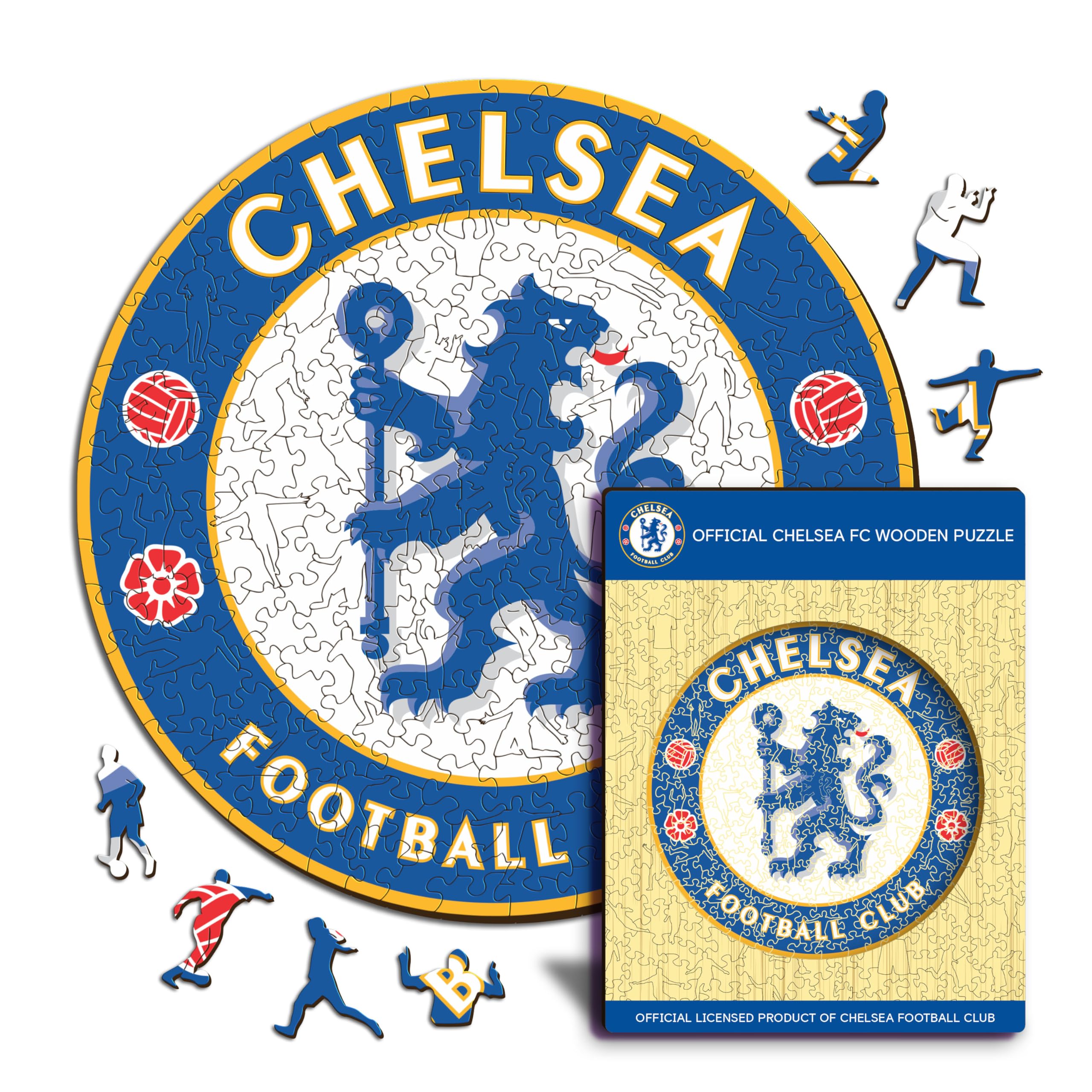 Iconic Puzzles, Chelsea Logo, Prodotto ufficiale, Puzzle di Legno per Adulti e Bambini, Legno 100% Sostenibile, Taglia S 150 Pezzi
