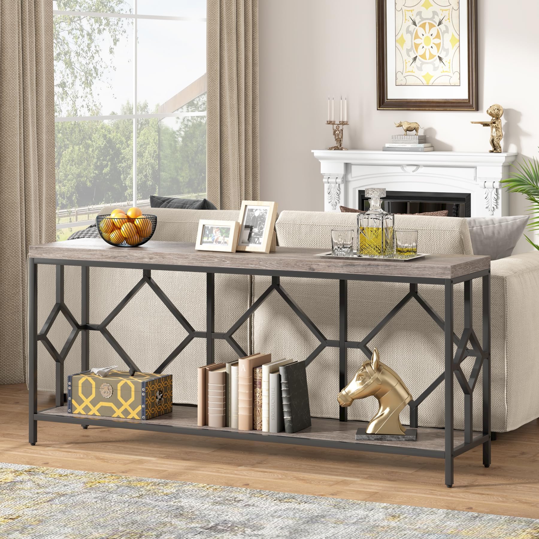 Amazon.com: Tribesigns 63 Inches Extra Long Sofa Table Behind Couch ...