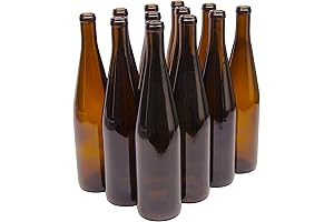 North Mountain Supply 750ml Glass California Hock Wine Bottle Flat-Bottomed Cork Finish