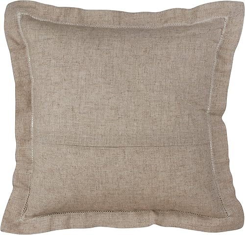 Miniatura 2 de SARO LIFESTYLE Toscana Collection - Almohada de mezcla de lino con dobladillo y relleno de poliéster, 18 x 18 pulgadas, natural