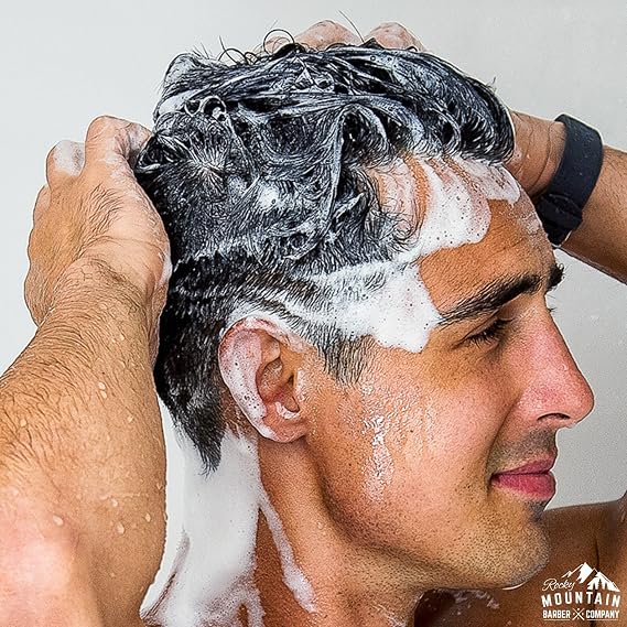 Rocky Mountain Barber Company Men's Shampoo - Tea Tree Oil, Peppermint & Eucalyptus for All Hair Types | Naturally Scented with Peppermint & Eucalyptus, 11-Ingredient Formula, Free From Parabens, SLS & DEA, Mens Daily Use Shampoo