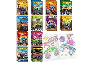 BenLouis 24 Monster Truck Mini Coloring Book Truck Birthday Themed Party Favor...