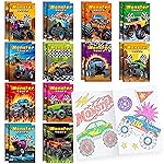 BenLouis 24 Pcs Monster Truck Mini Coloring Books Kids Monster Car Party Favors Small Activity Books Bulk for Kids Monster Truck Birthday Goodie Bags Stuffers Return Gifts Classroom Travel