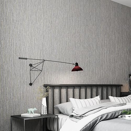 Miniatura 4 de Papel pintado de Haimin con textura de paja de 24" x 393" en tela, papel de contacto marrón, papel pintado de lino texturizado, papel pintado de