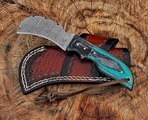 Miniatura 26 de Cuchillo de acero hecho a mano con funda de cuero, cuchillo utilitario resistente, cuchillo de electricista para desollar alambre para profesional