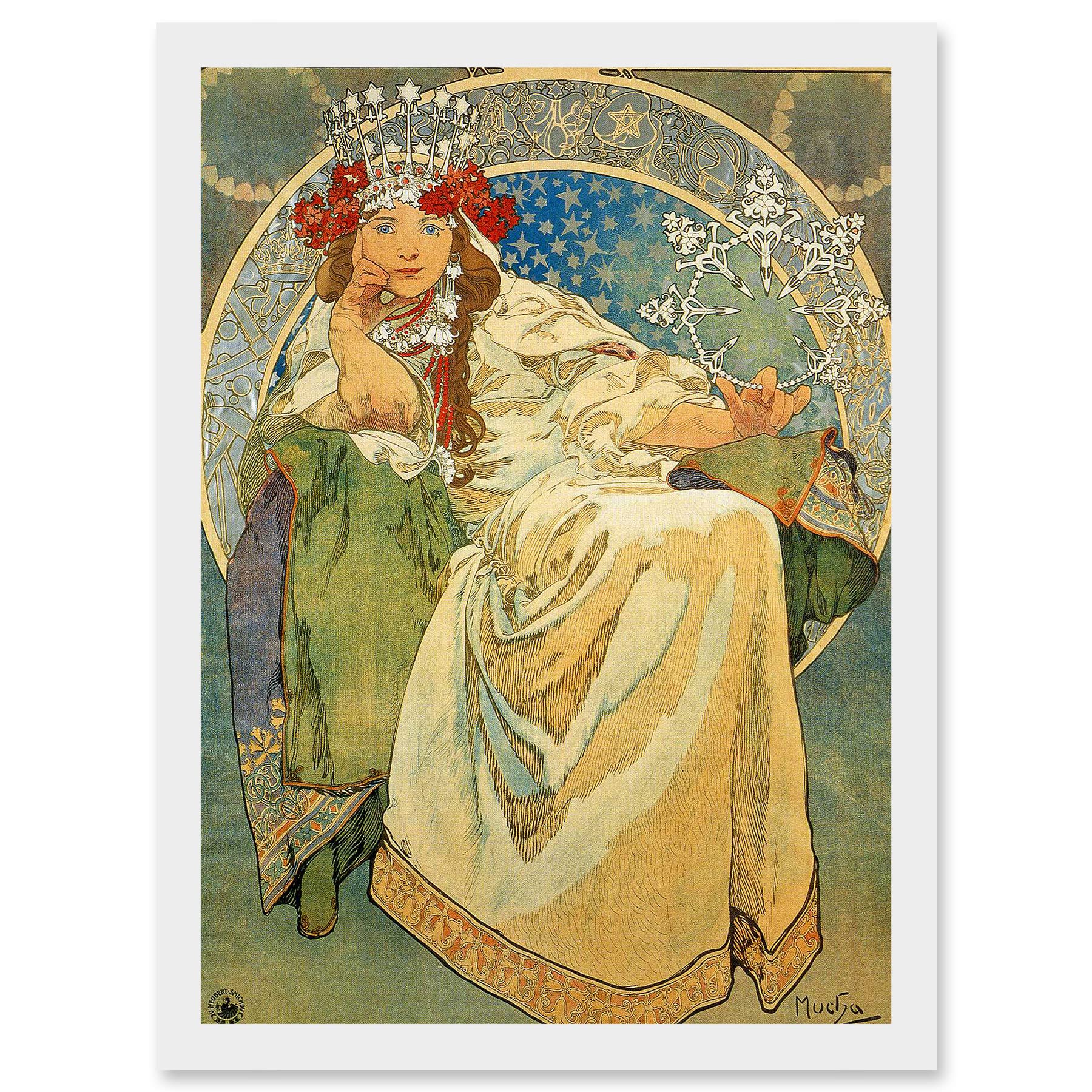 Artery8 Alphonse Mucha Princess Hyacinth 1911 Art Nouveau Vintage Painting A4 Artwork Framed Wall Art Print