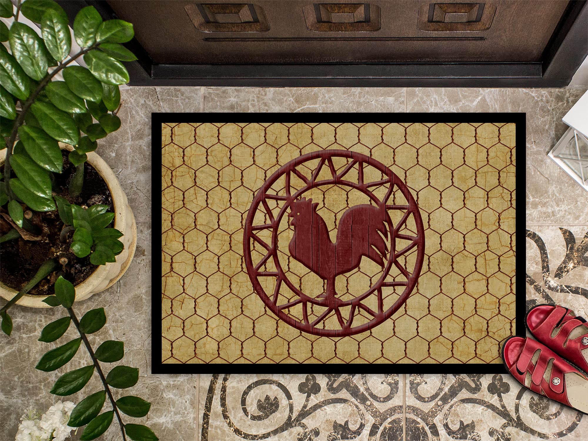 tesori dell' Caroline Rooster pollaio Tappetino per Interni o Esterni, Multicolor, 18" x 27"