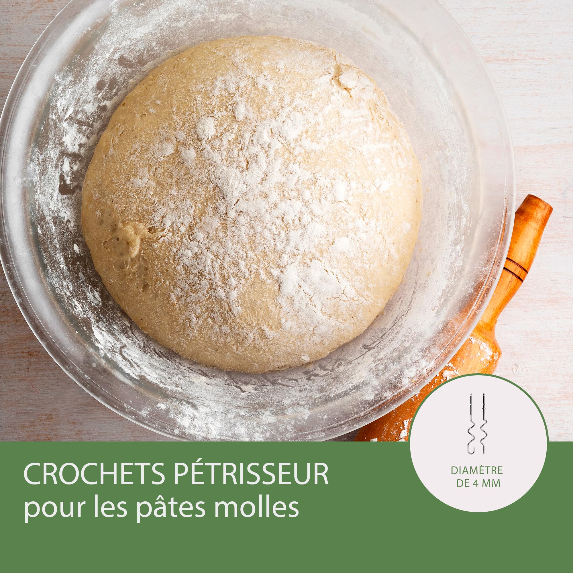 Imetec Crea & Crema Batteur Électrique, Fouets Extra-Longs pour Pâtes Sucrées et Crème Fouettée, Crochets de Pétrissage en Acier Inoxydable, 5 Vitesses, Fonction Turbo, Design Ergonomique, 500 W