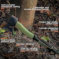 Vista 2 de Hacha KSEIBI con funda, hacha de camping para dividir y encender leña, hoja de acero forjado con mango antideslizante y de reducción de golpes