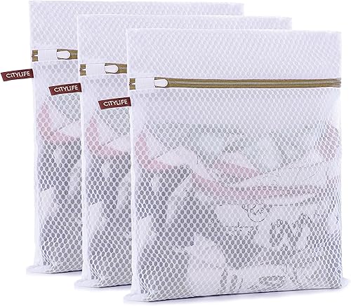 Citylife - 3 bolsas de lavandería duraderas de malla de panal de abeja, bolsa de lavandería de malla reutilizable para lavar ropa delicada para