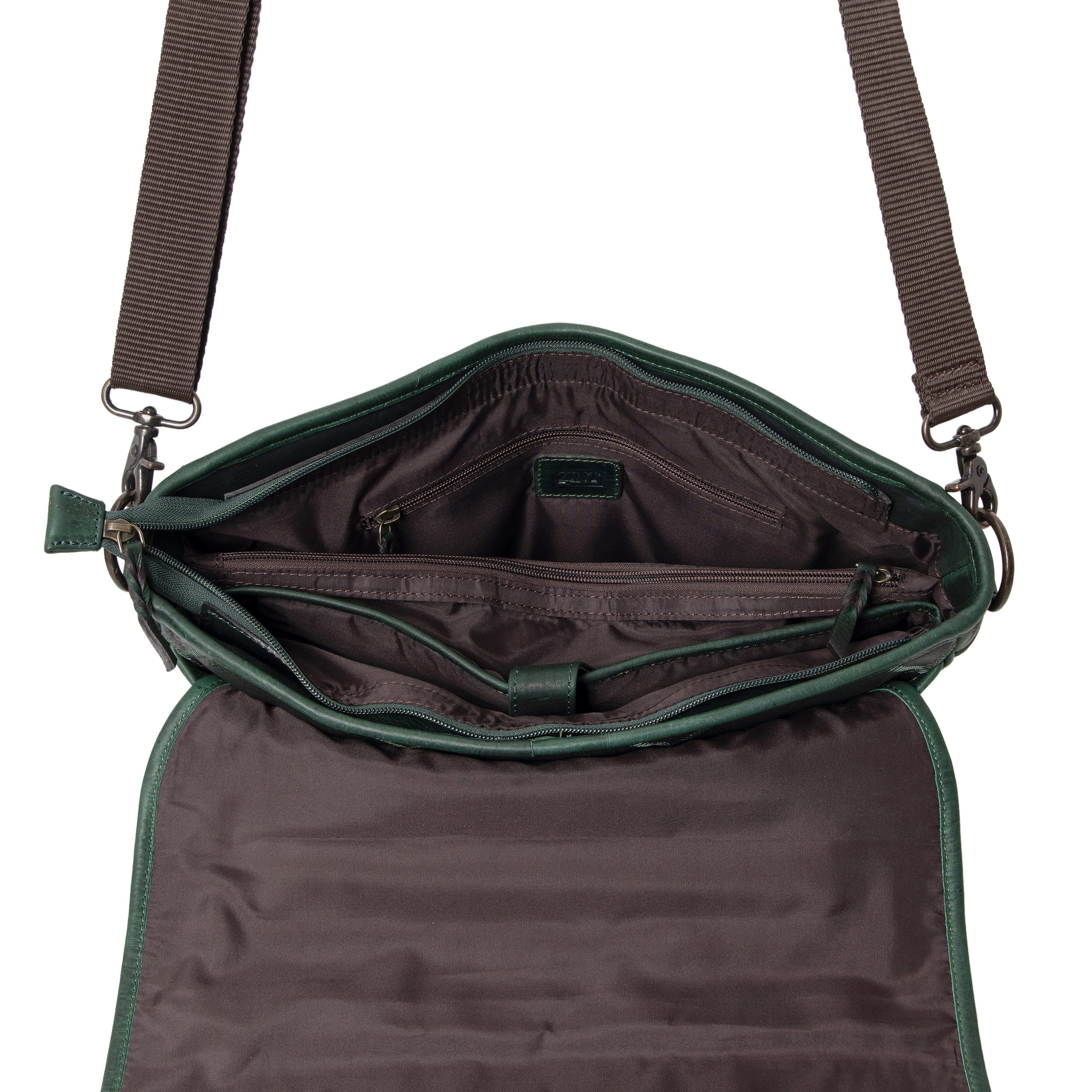 ZINT Waxy Genuine Full Grain Leather Green Unisex Messenger 15 inches Laptop Bag - Image 7 thumbnail
