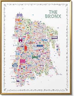 Alfalfa NY Iconic Bronx Poster 18x24 In. Unframed – Colorful Wall Art Print of BX Skyscrapers & Landmarks for Home or Office Décor – Unique NYC Borough Map Posters