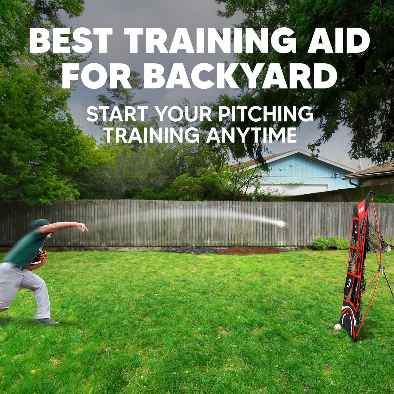 Baseball Pitching Net Target Net - 9 Pocket Strike Zone Pitcher Training Aid, Softball Self-Train Practice Net