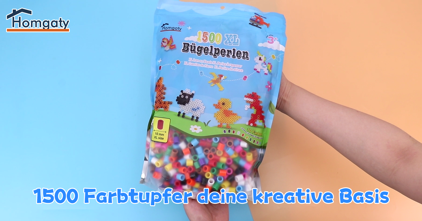 1500 Stück Bügelperlen 10mm - XL Bastelset Für Kinder Ab 3 Jahren In 10 Farben