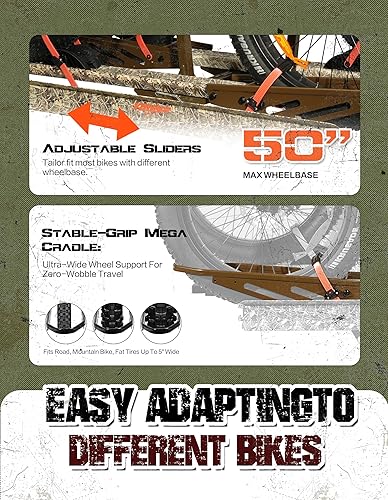 Miniatura 5 de Young Hitch - Portabicicletas para 2 bicicletas eléctricas, plataforma resistente, capacidad de 200 libras, plegable, neumático grueso, bicicleta