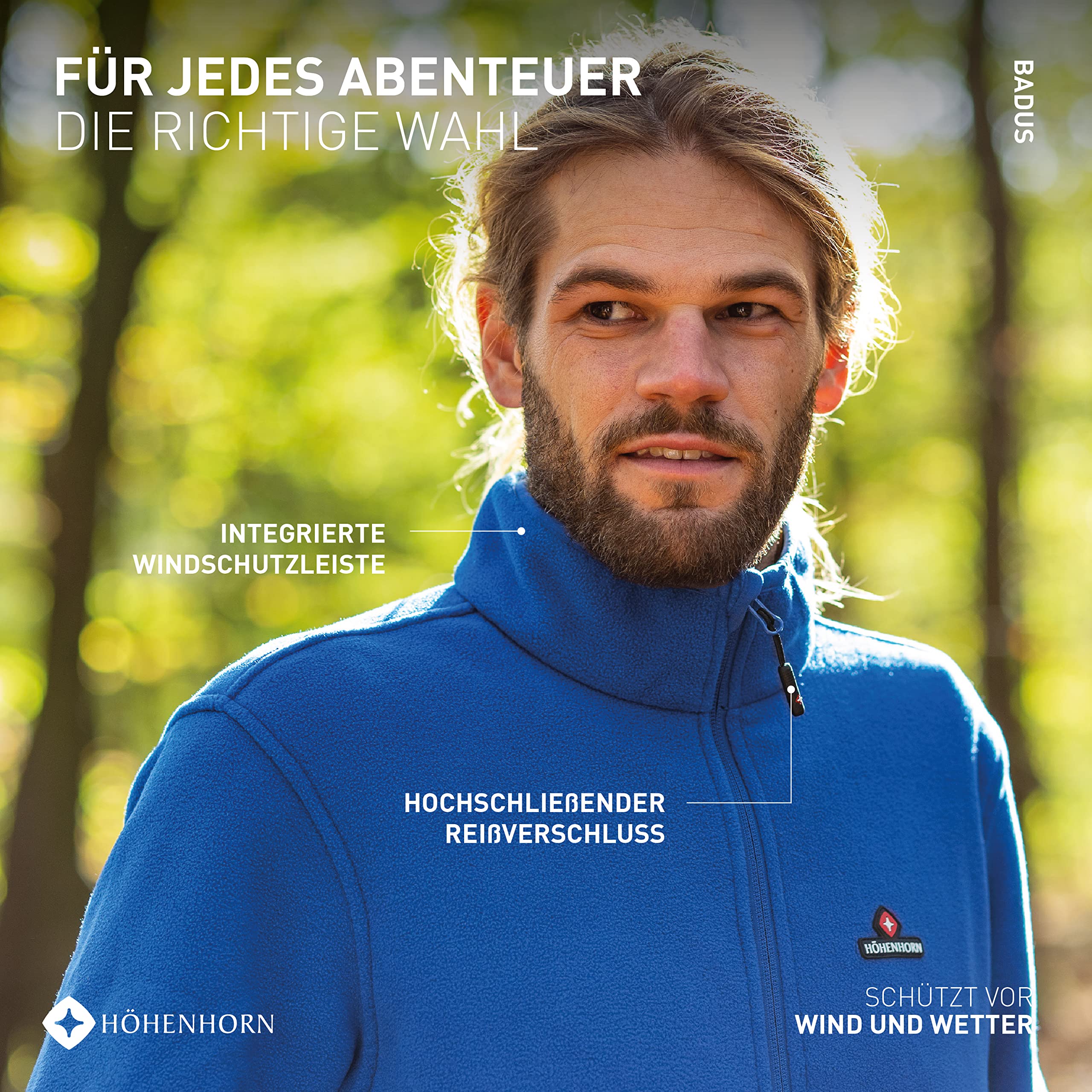 Höhenhorn Badus Chaqueta polar para hombre Cremallera completa Senderismo al aire libre Senderismo