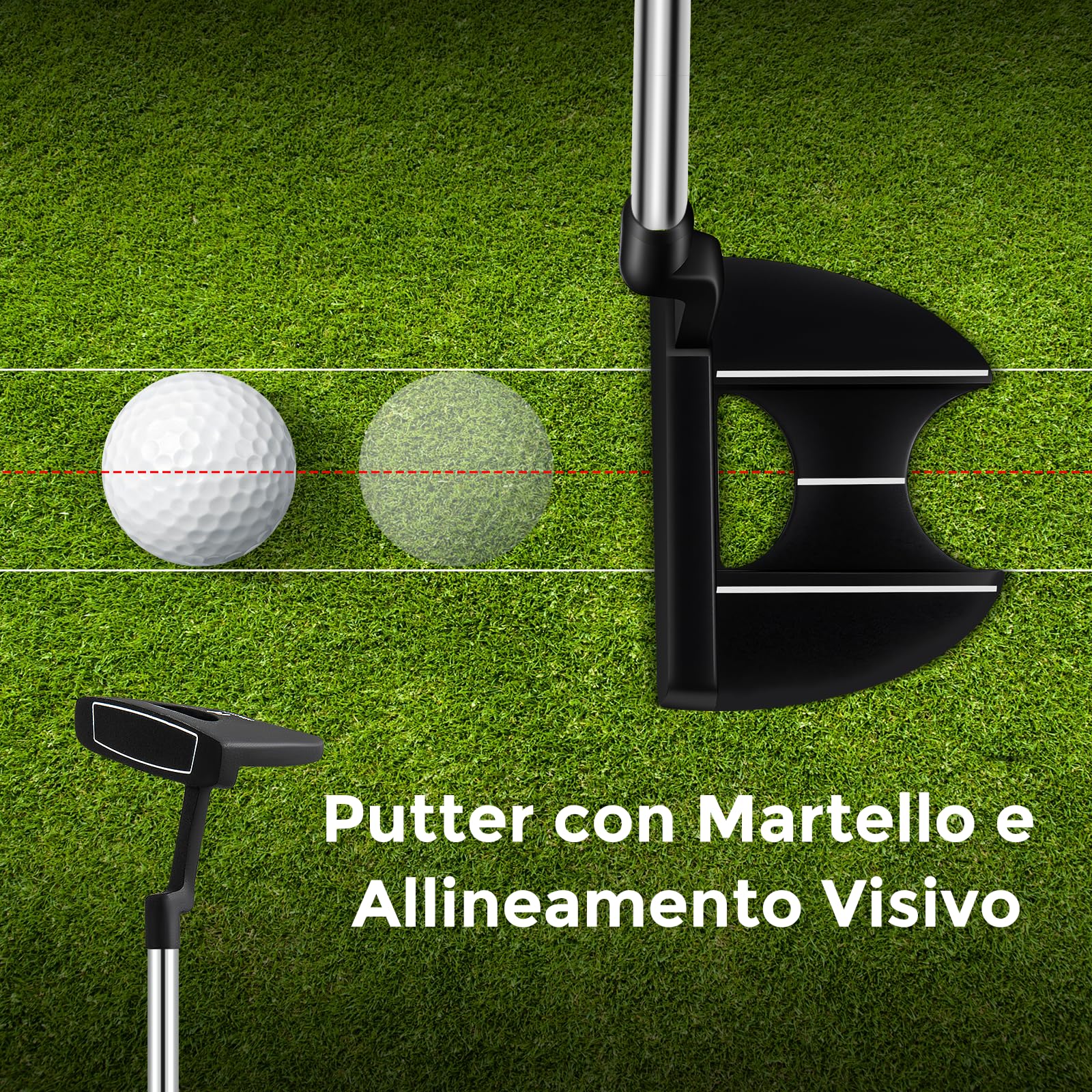 COSTWAY Set Completo di Mazze da Golf per Mancini da Uomo, Borsa Portatile con Supporto e Cappuccio Antipioggia, Include Driver 1 da 460CC, Fairway 3, Ibrido 4, Ferri 6, 7, 8, 9, P e Putter
