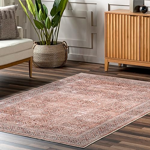 Miniatura 8 de nuLOOM Xenia Faded - Alfombra de transición lavable a máquina, 4 x 6 pies, color óxido