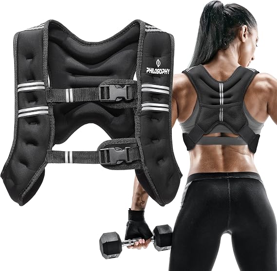 Philosophy Gym Workout Weighted Vest 6LB - 12LB, Reflective, Men and Women