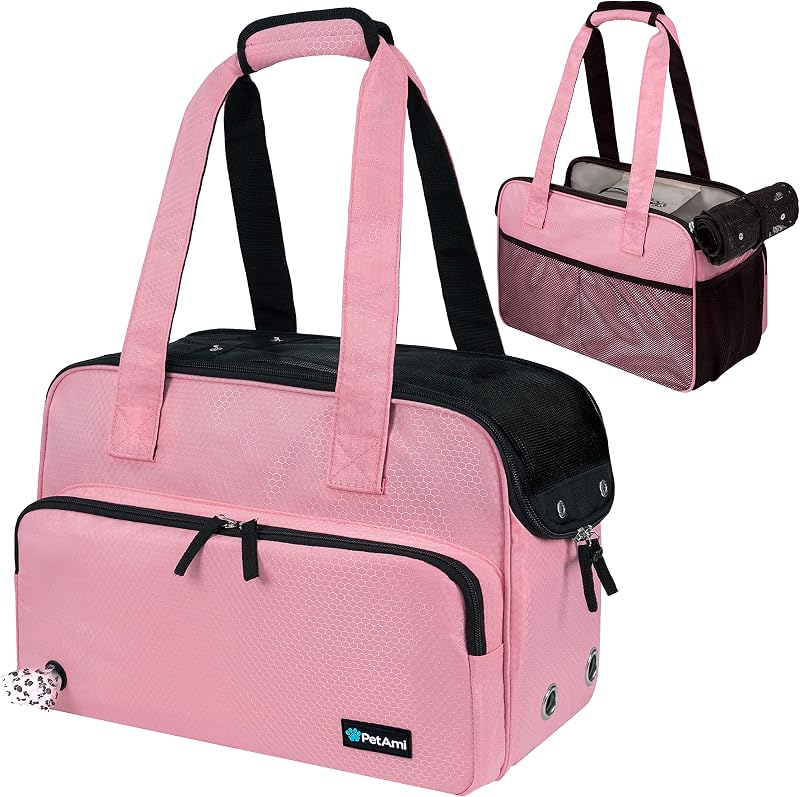 Bolsa de Transporte para Cães Pequenos PetAmi, Tote Macio Rosa – 43,18 x 20,32 x 27,94 cm