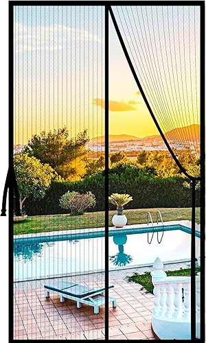 Miniatura 11 de Malla magnética para puerta de 38 x 98 pulgadas, se adapta a puertas de 36 x 96 pulgadas, funciona para patio, puerta corredera, mantiene fuera