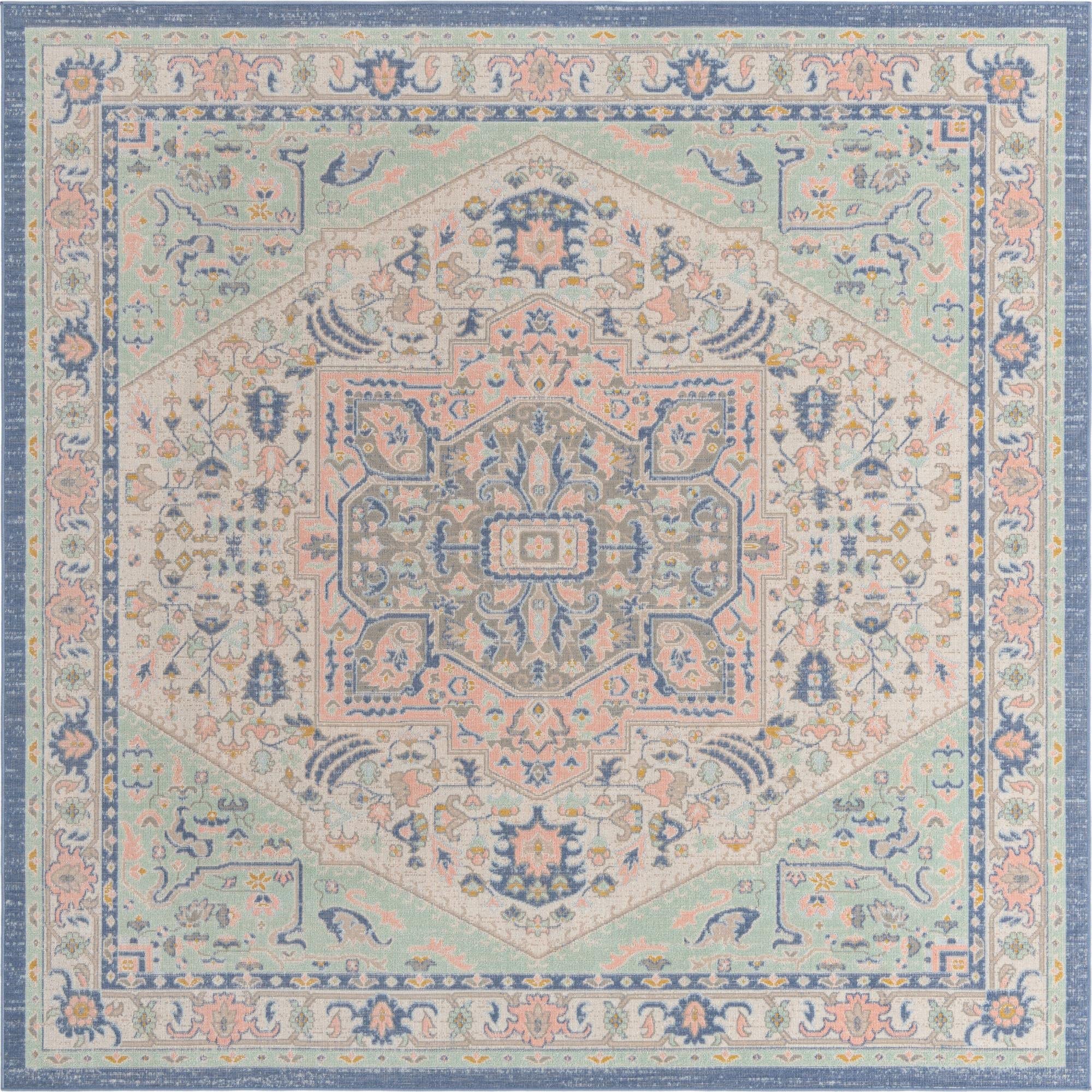 Unique Loom Whitney Collection Area Rug - Milano (7' 10" Square, Multi/ Blue)