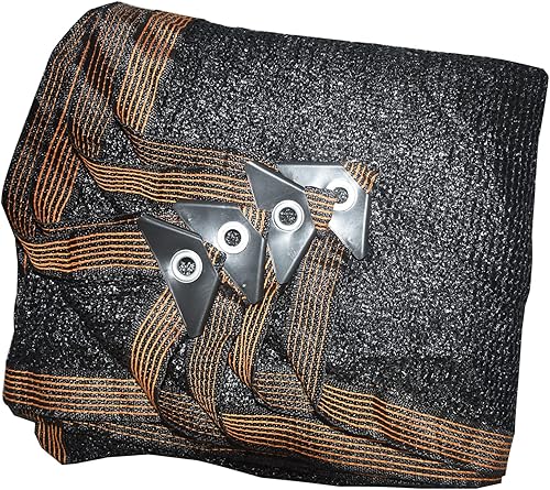 JINHANYU Tela de sombra negra con ojales, lona de malla duradera con borde sellado para cubrir plantas, invernadero, gallinero, perrera de granero