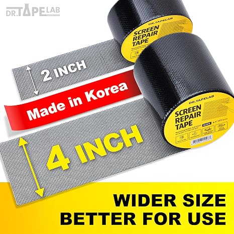 Grey Window Screen Repair Tape, 4 in X 15 FT, Screen Repair Kit for Windows or Doors, Strong Adhesive Patch Kit Fiberglass Mesh Tape