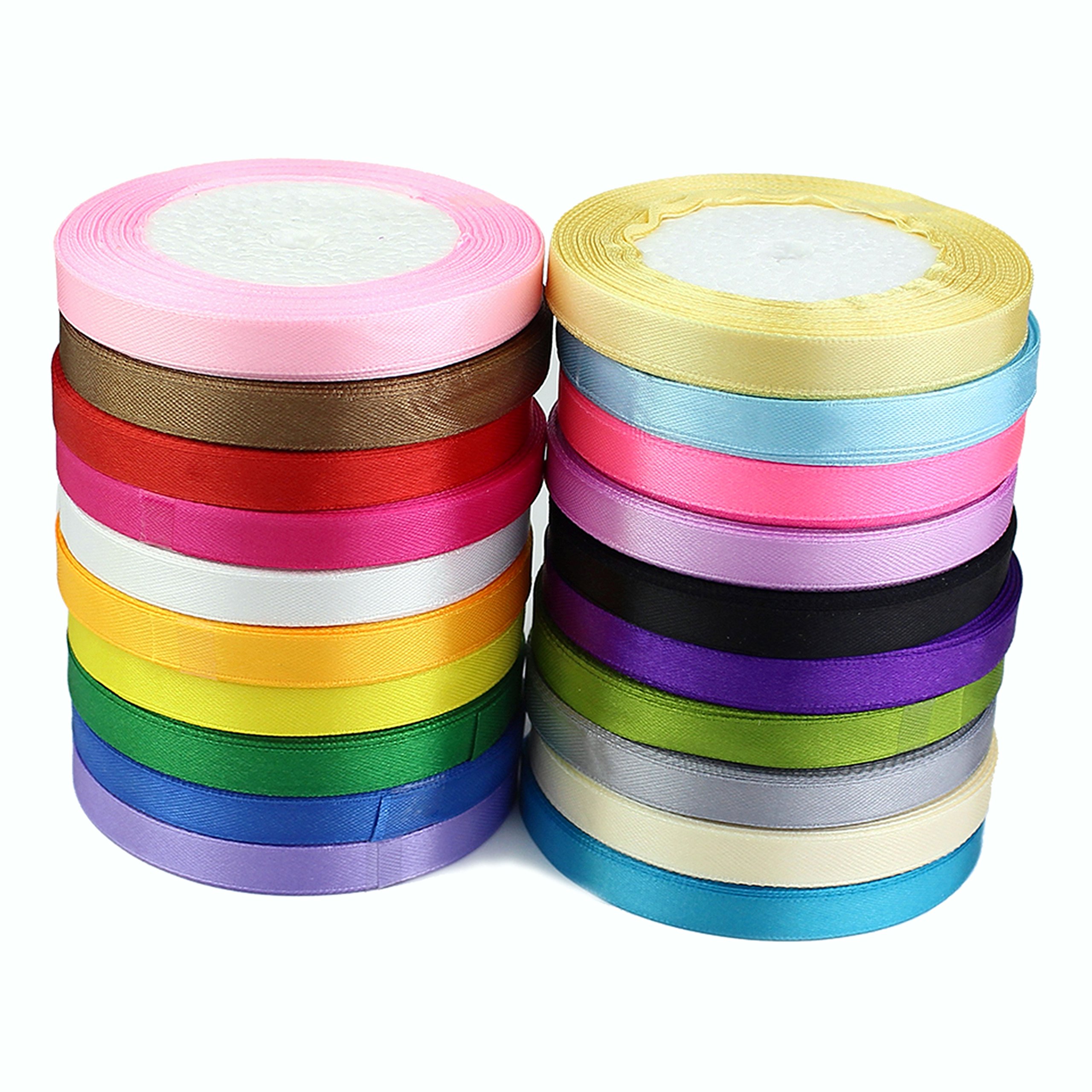 460 Yard Fabric Ribbon Silk Satin,20 s(10 mm Wide),for Gifts Wrap Sew Party, Decorations Events Dress Wedding Christmas Crafts, Bows Car, Floral Balloons Hairs, DIY, Bouquets, Cake (20 pcs)