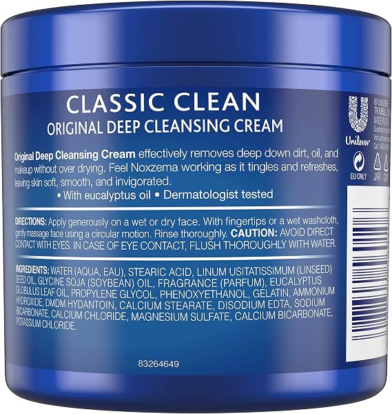 Noxzema Original Deep Cleansing Cream with Eucalyptus, Cooling Facial Cleanser for Removing Dirt, Oil & Makeup, Leaves Skin Soft and Smooth 340g - 2