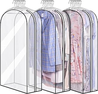 MISSLO 10" Gusseted All Clear Garment Bags for Hanging Clothes 3 Packs 40" Suit Bags for Closet Storage Hanging Clothes Storage Suit Cover for Shirts, Coats, Dresses