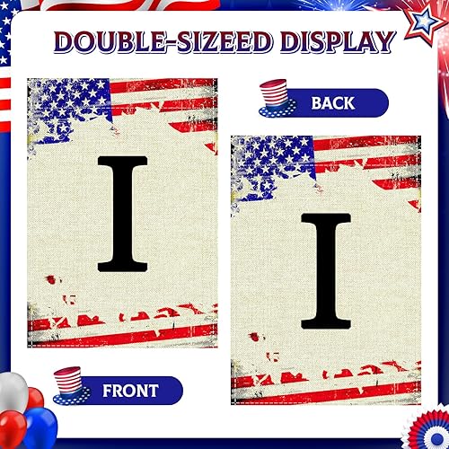 Miniatura 4 de Bandera patriótica para el jardín del 4 de julio, decoración de patio al aire libre, 12 x 18 pulgadas, bandera conmemorativa de doble cara para el