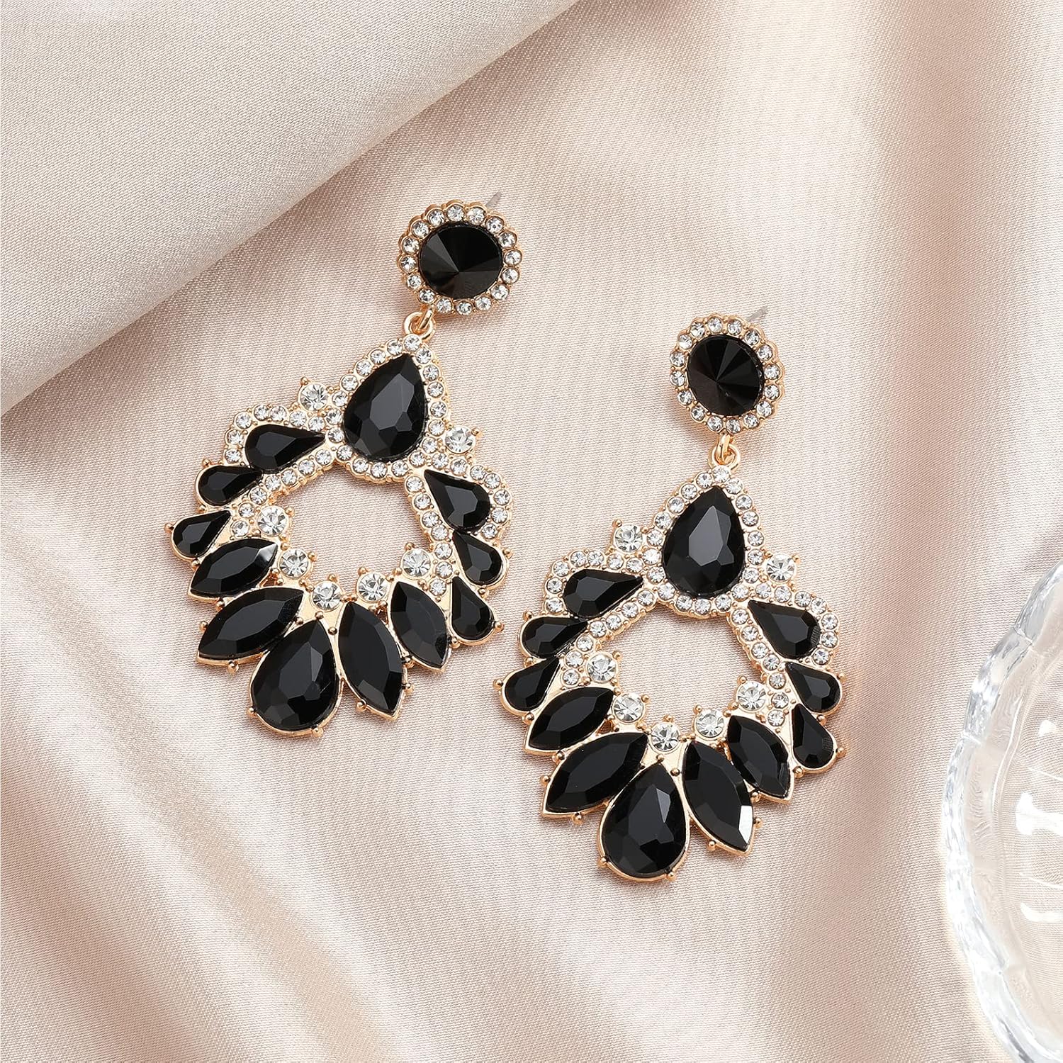 Fashion Rhinestone Statement Drop Dangle Earrings Large Colorful Crystal Chandelier Earrings for Women Bridal Wedding Party Prom - Image 6