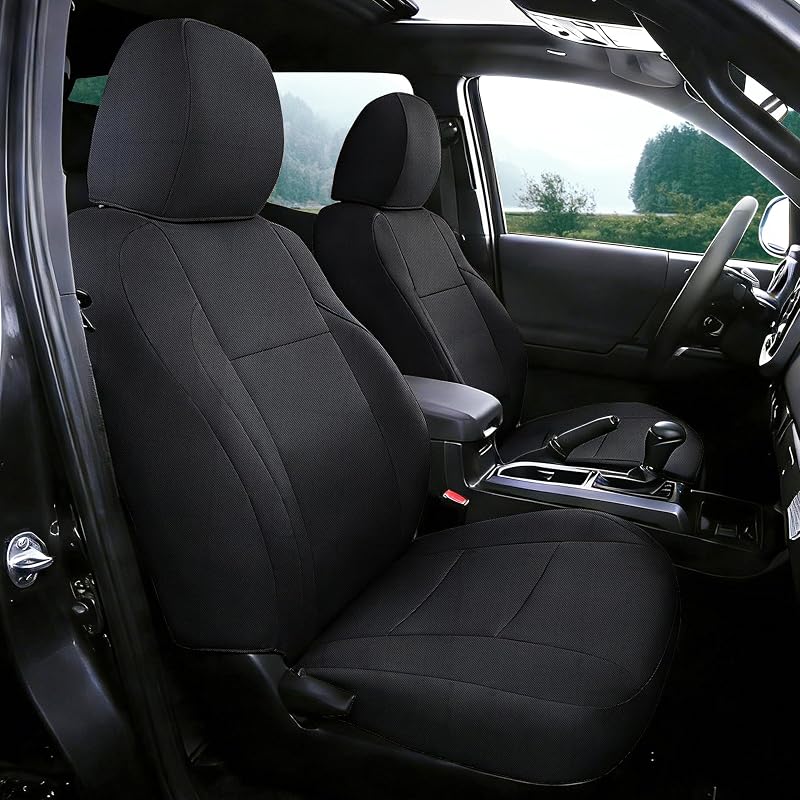 Capas para Bancos Dianteiros ESMING para Toyota Tacoma 2016–2023 em Tecido Composto Acolchoado Preto