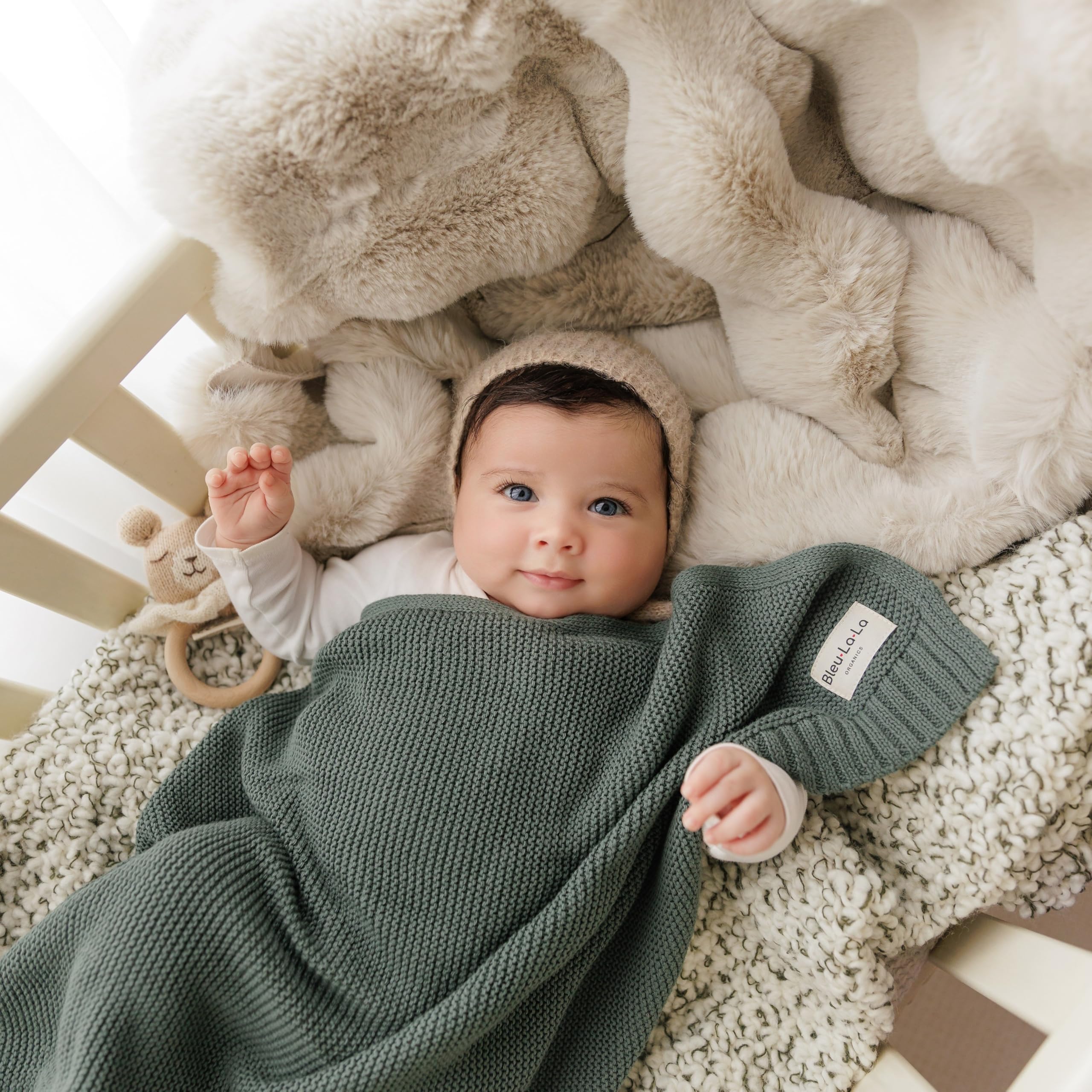 Manta para Bebé - 100% Algodón Orgánico, Pañuelo Envoltente para Niñas Y Niños - Manta De Cuna Suave, Cálida Y Acogedora para Envolver A Recién Nacidos Y Bebés (Verde Cazador)