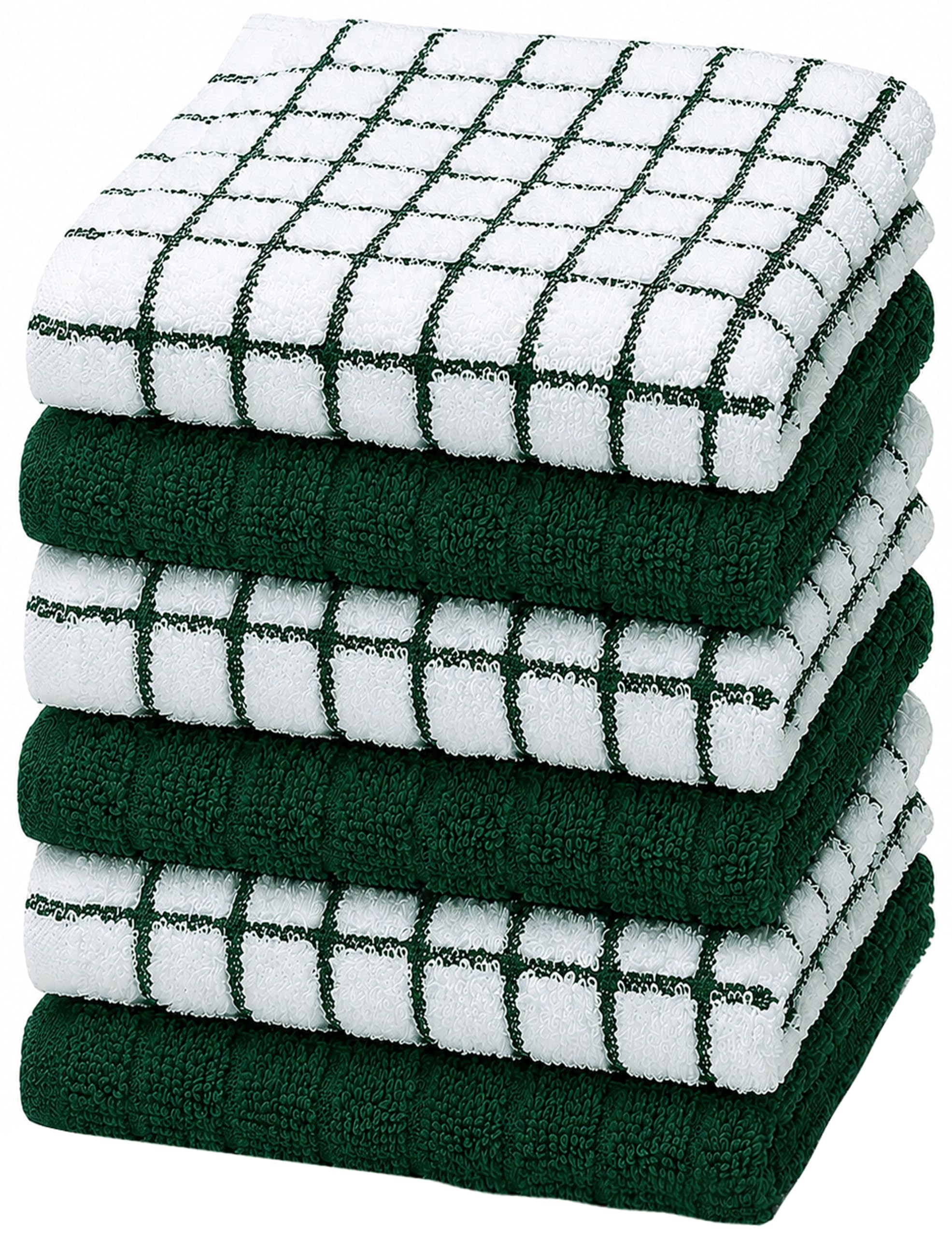 Bumble Dish Cloths (6 Pack) | 12” x 12” | 100% Cotton Kitchen Towels | 405 GSM | Soft, Highly Absorbent & Durable Dish Towels for Kitchen | Green
