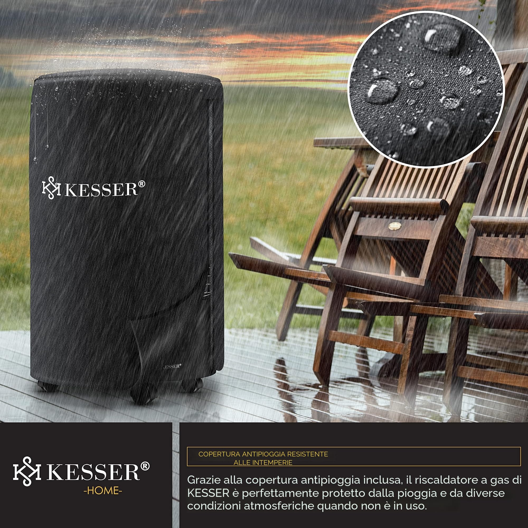 KESSER® Riscaldatore a gas 4200 Watt stufa a infrarossi in ceramica per bombole butano propano