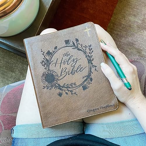 Vista 2 de Hand Lettered and Laser Engraved NIV Journaling Bible, Personalized Gift, Custom Name Engraving Available