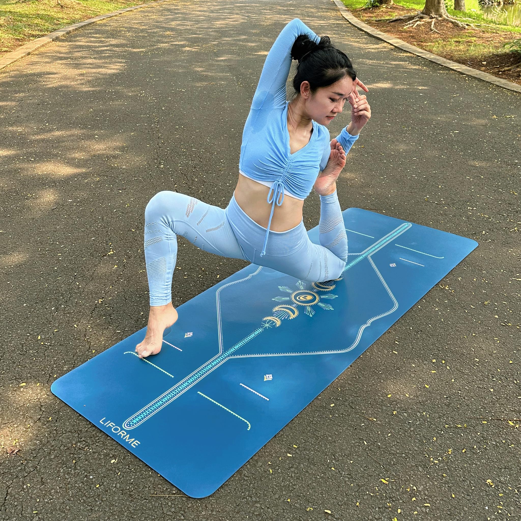 Liforme Tappetini Yoga Stampati – Design brevettato per l'allineamento | Aderenza eccezionale, Ecologico, Atossico, Resistente al sudore, lungo, largo, spessore di 4,2 mm, Borsa per Yoga inclusa