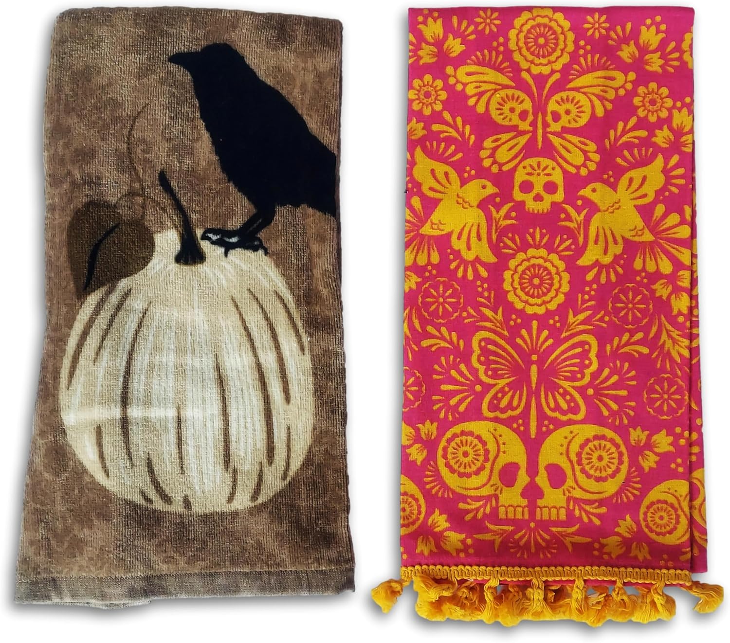 Sewology Halloween Themed 100% Cotton Kitchen Towel Set - Variety 2 Pack