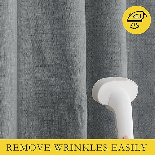 Miniatura 7 de NICETOWN Cortinas de lino 100% absolutamente opacas con forro blanco aislado térmico, 52 pulgadas de ancho, 2 paneles, cortinas de 84 pulgadas de