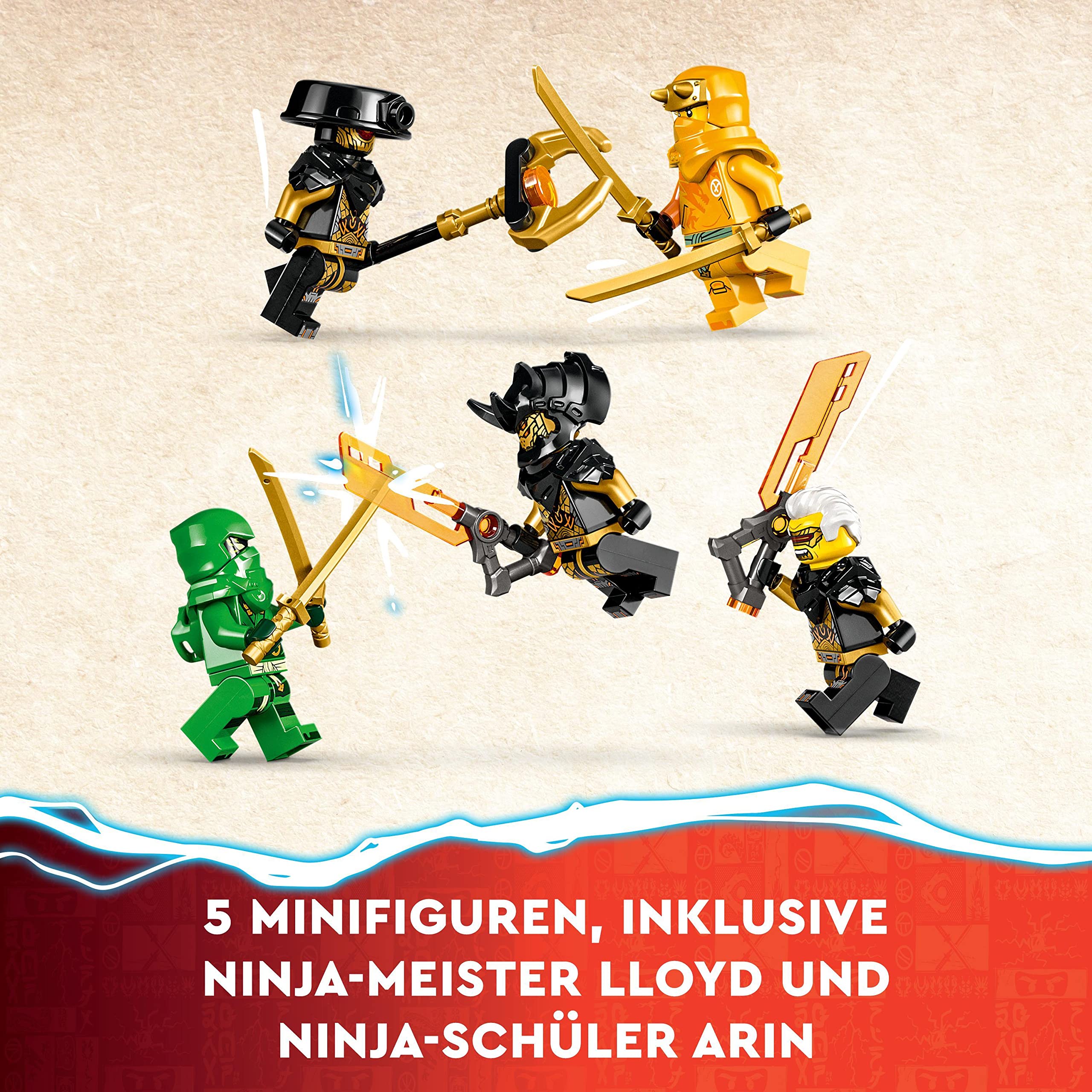 LEGO NINJAGO Lloyds und Arins Ninja Training-Mechs Set mit 2 kombinierbaren Action-Figuren und 5 Minifiguren, Ninja-Kampfspielset, Geschenk für Kinder 71794