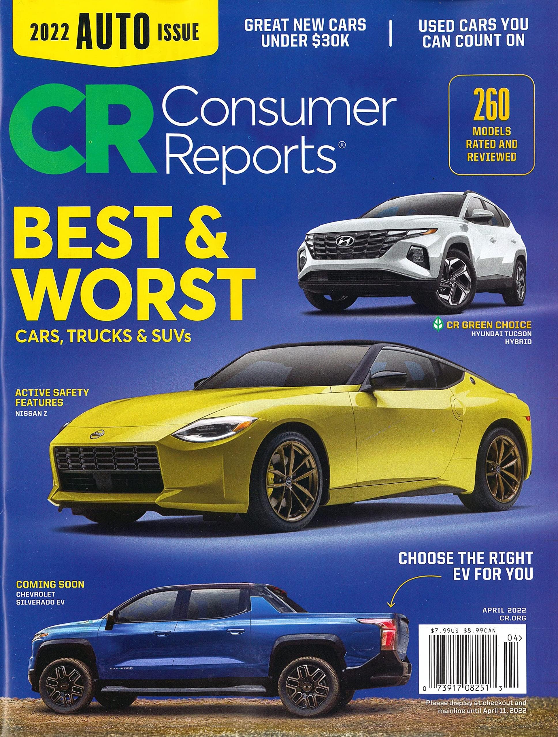 CONSUMER REPORTS MAGAZINE - MARCH 2022 - BEST AND WORST CARS / SUVs / TRUCKS
