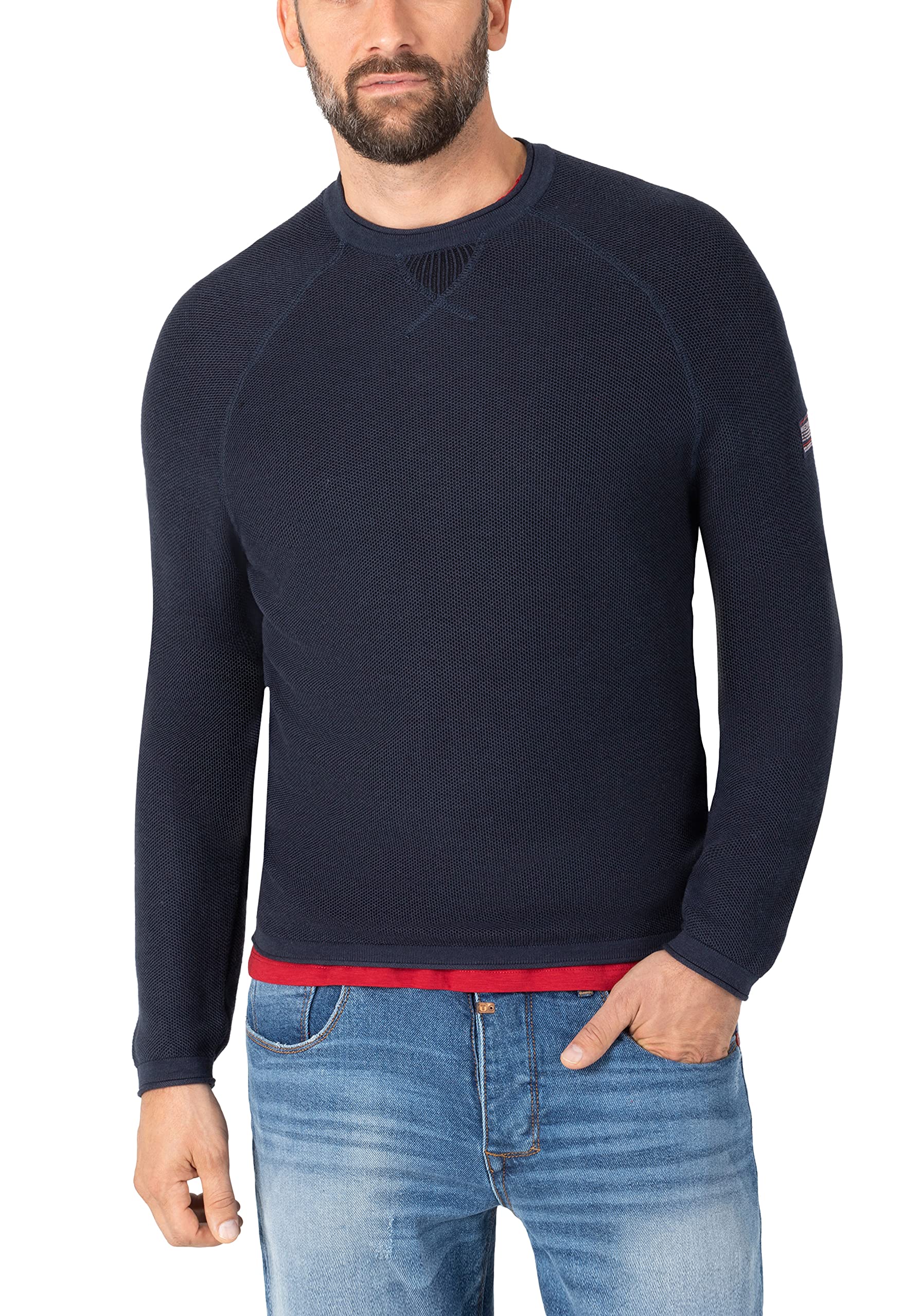 Timezone Men's Spiral Knit Crew Neck Sweater
