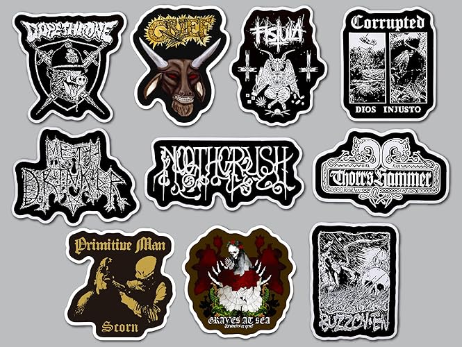 Stoner/Doom/Sludge Metal Sticker Pack (10 Stickers) Set 4 Grief dope Buzz nooth Corrupted Fistula Drinker Primitive thorrs Man Hammer Graves at Crust Slow Death Vinyl Decal Throne sea grush Oven