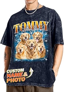 Custom T Shirts with Text & Picture,Vintage Bootleg Rap Tee for Boyfriend Girlfriend,Gift on Birthday Anniversary