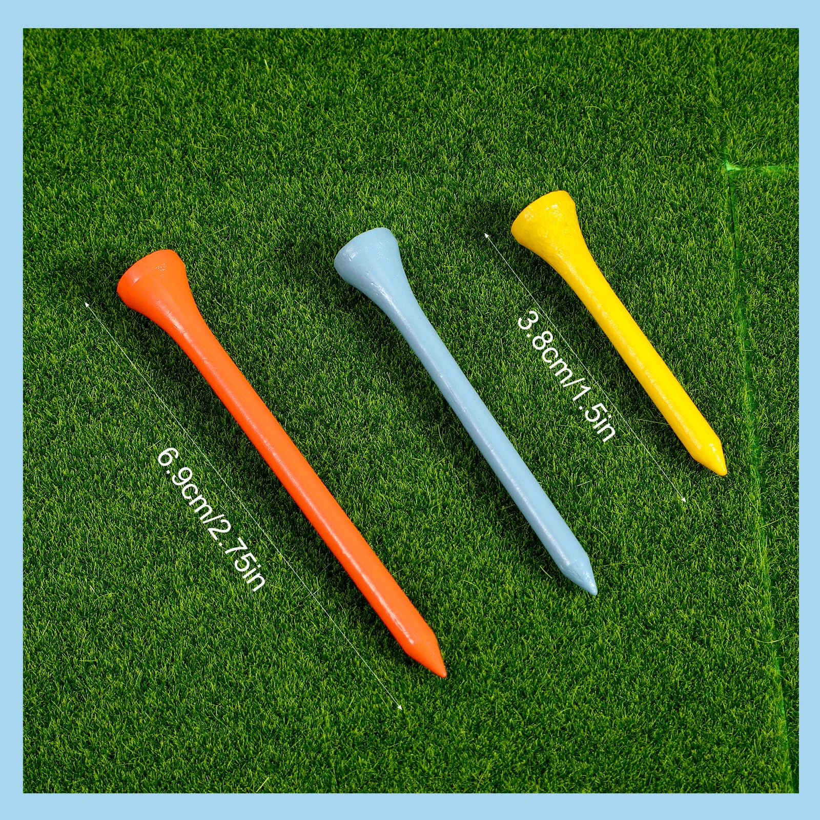 Nogeqi 100 tees de golf de madera de bambú, 70 mm, 38 mm, entrenamiento para golfistas, profesionales de madera natural, menos fricción (varios colores)